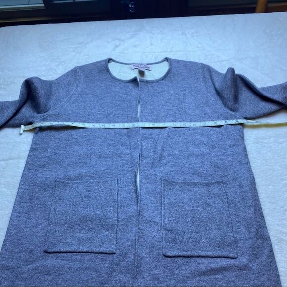 Oliver by Escio Knit Gray and Cream Open Front Cardigan Size Medium - Picture 5 of 7